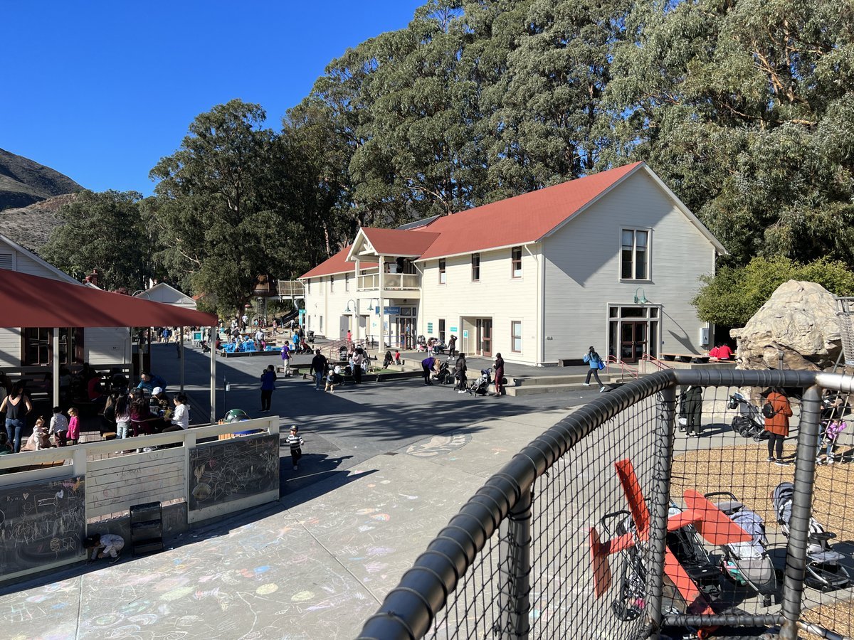Buildings at the Bay Area Discovery Museum, seen from the fishing boat